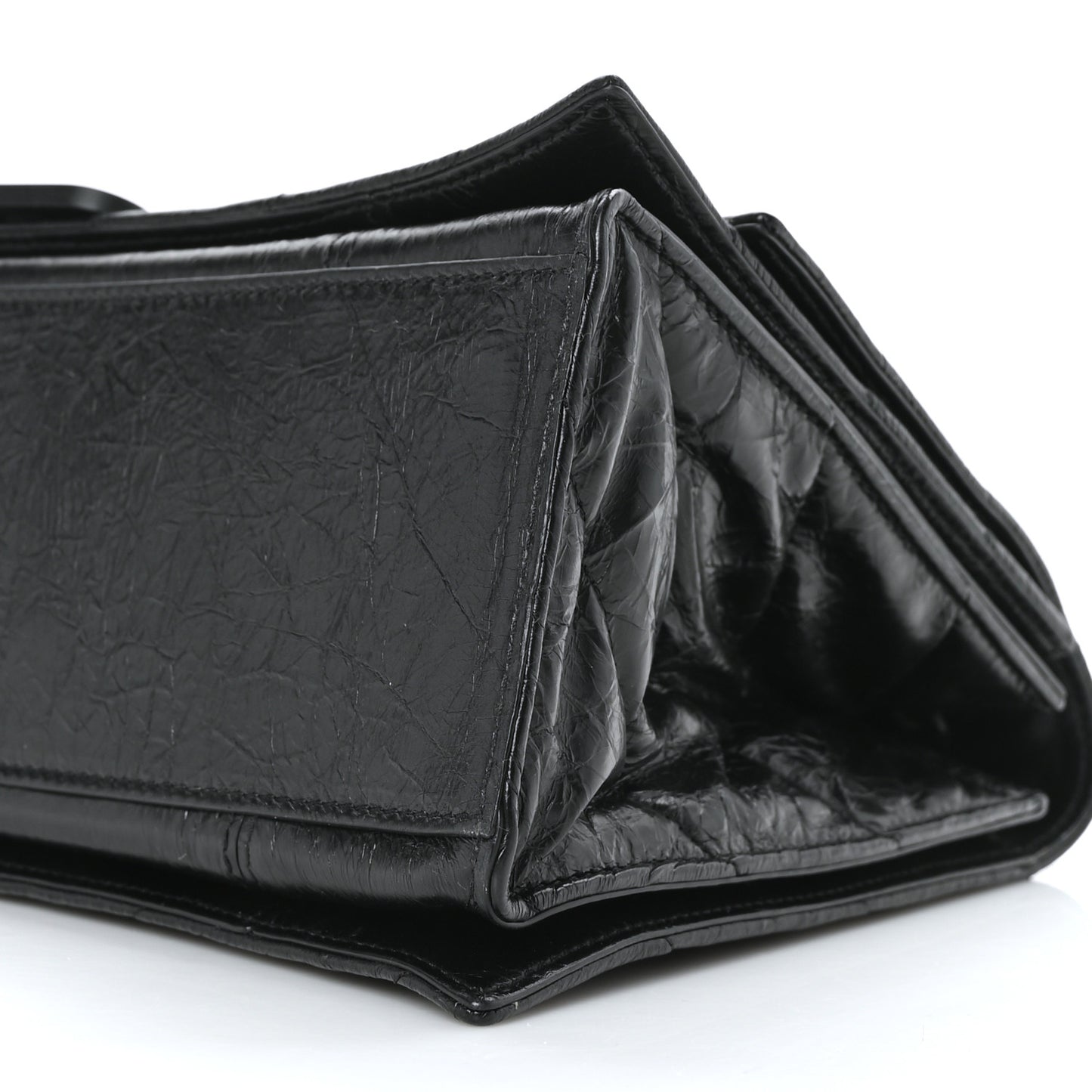 Crushed Calfskin Quilted Matte Black Hardware Medium Crush Chain Bag Black