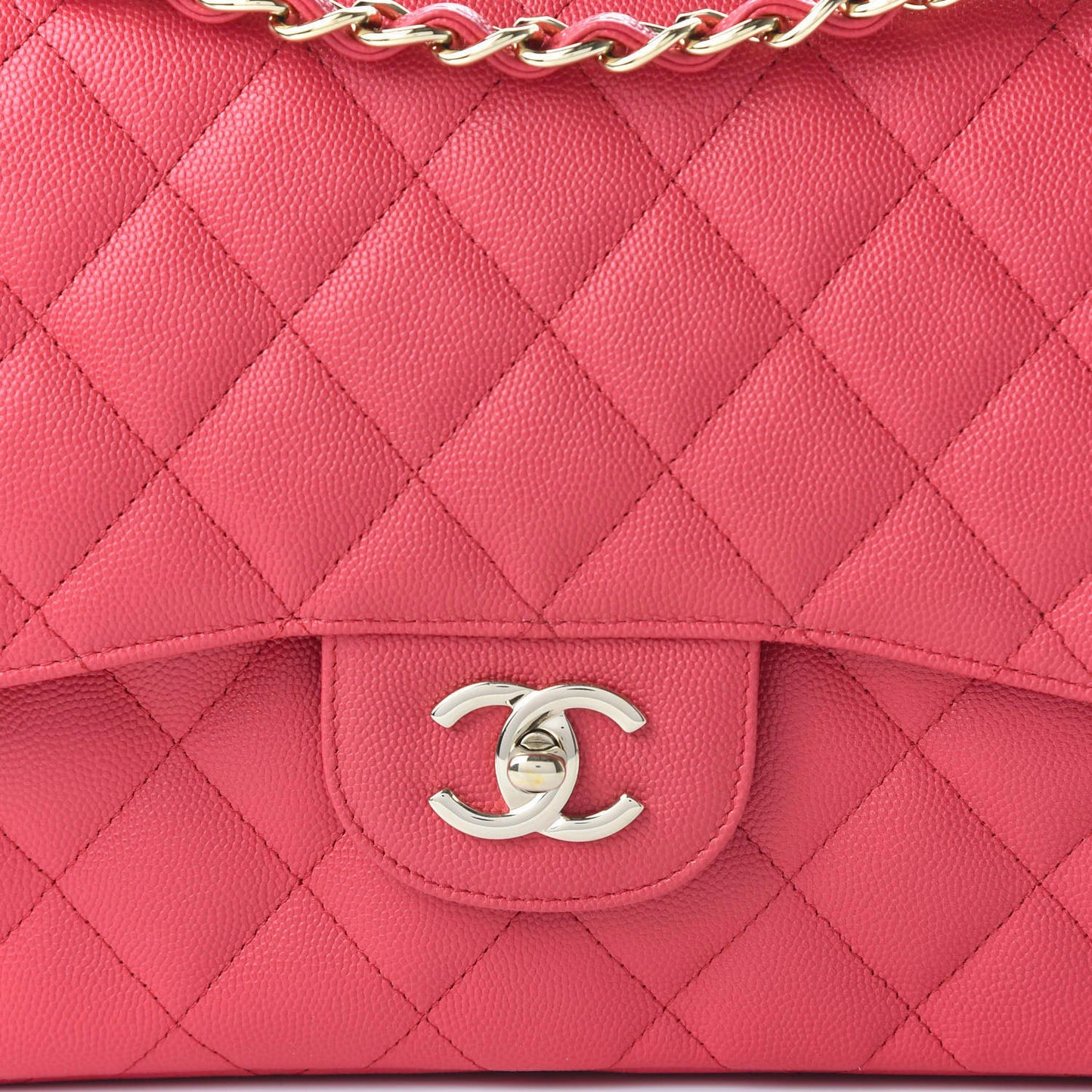 Caviar Quilted Jumbo Double Flap Dark Pink