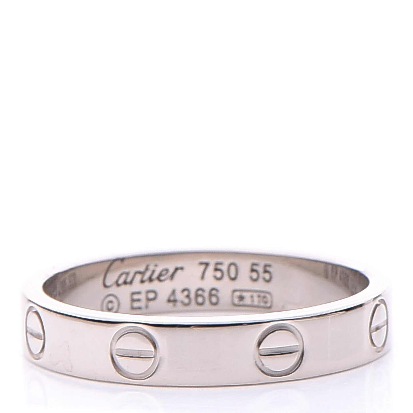 18K White Gold 3.5mm LOVE Wedding Band Ring 55 7.25