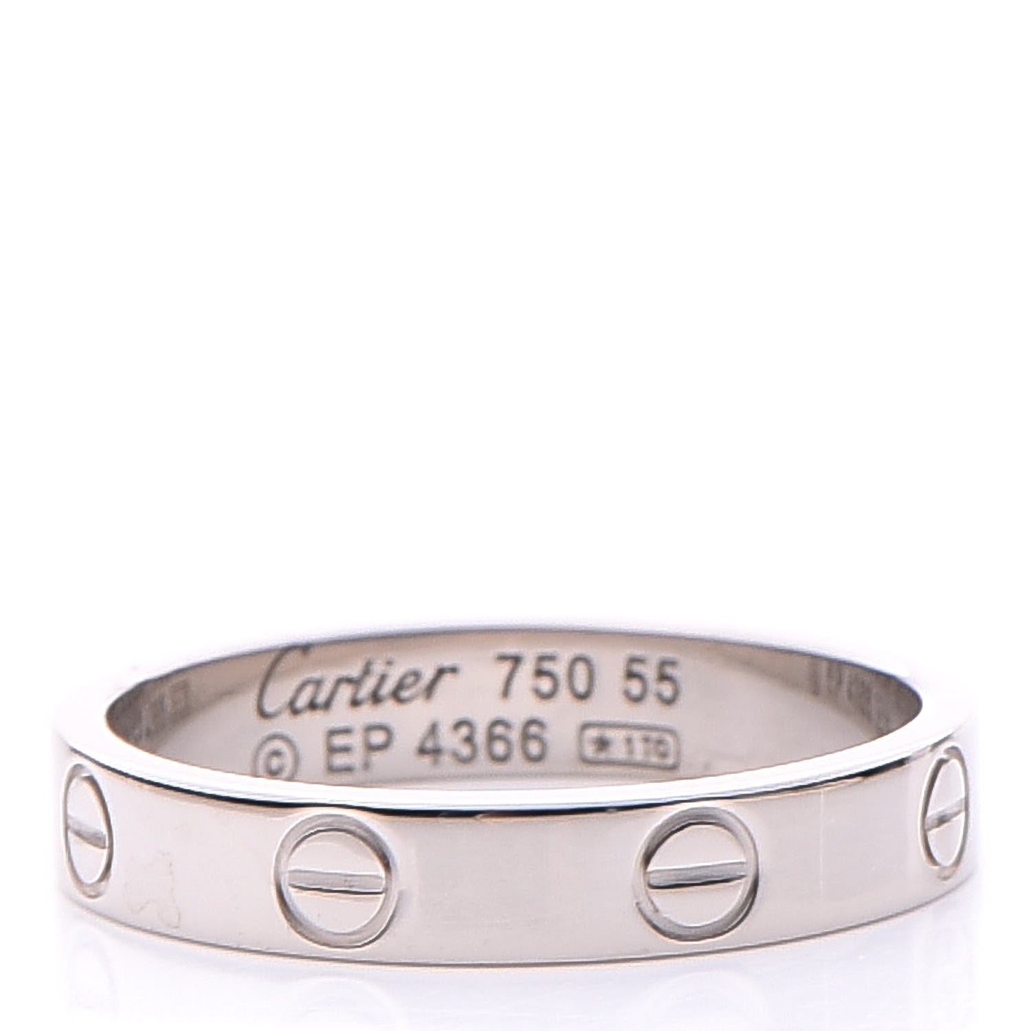 Cartier 18K White Gold 3.5mm LOVE Wedding Band Ring 55 7.25 4 of 6