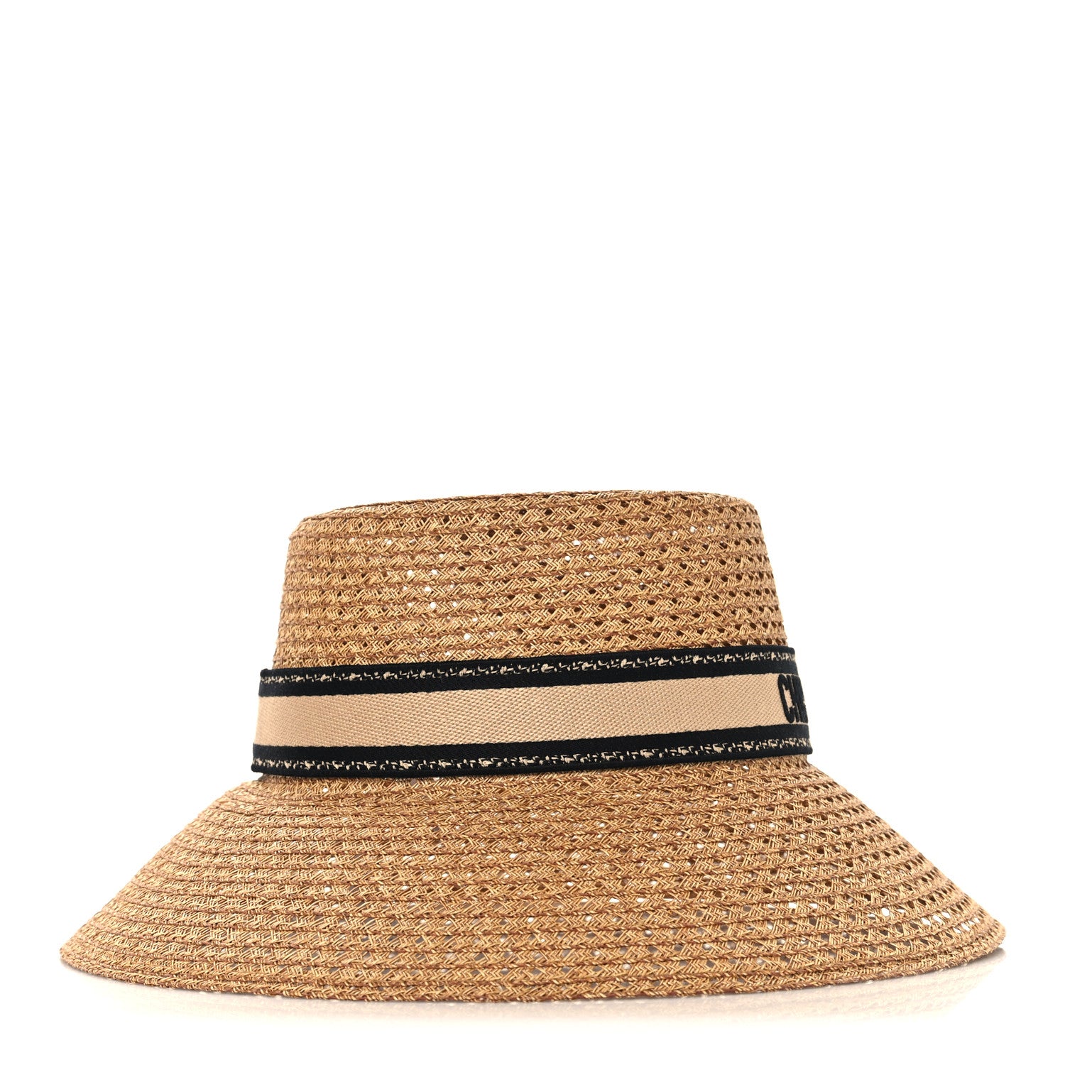 Christian Dior Straw Embroidered D-Bobby Large Brim Hat 56 Natural 6 of 8
