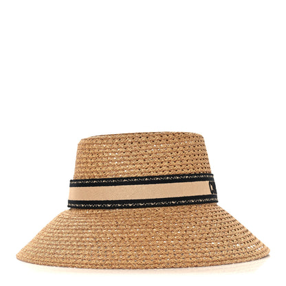 Christian Dior Straw Embroidered D-Bobby Large Brim Hat 56 Natural 6 of 8
