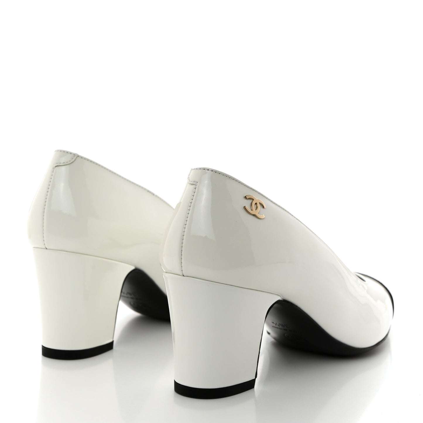 Patent Calfskin Pumps 36.5 White Black