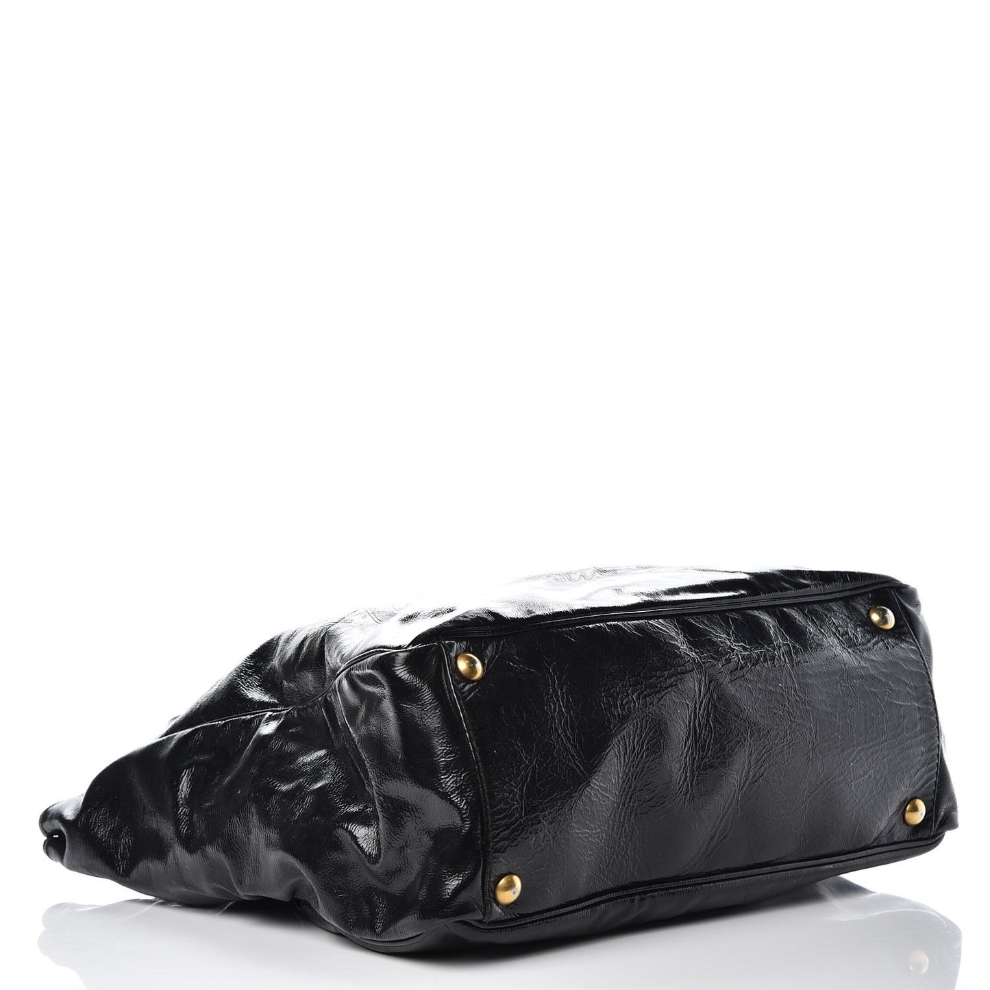 Textured Patent Large Y-Mail Tote Black