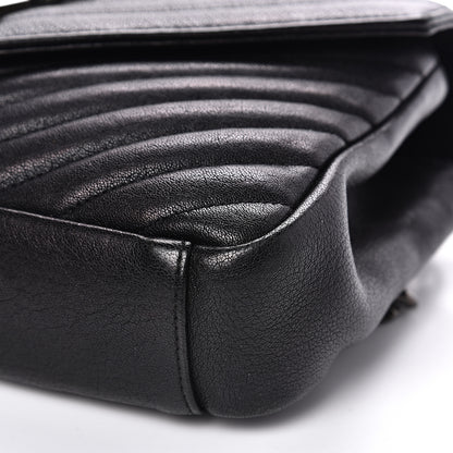 Saint Laurent Sheepskin Matelasse Chevron Monogram Medium College Bag Black 8 of 12