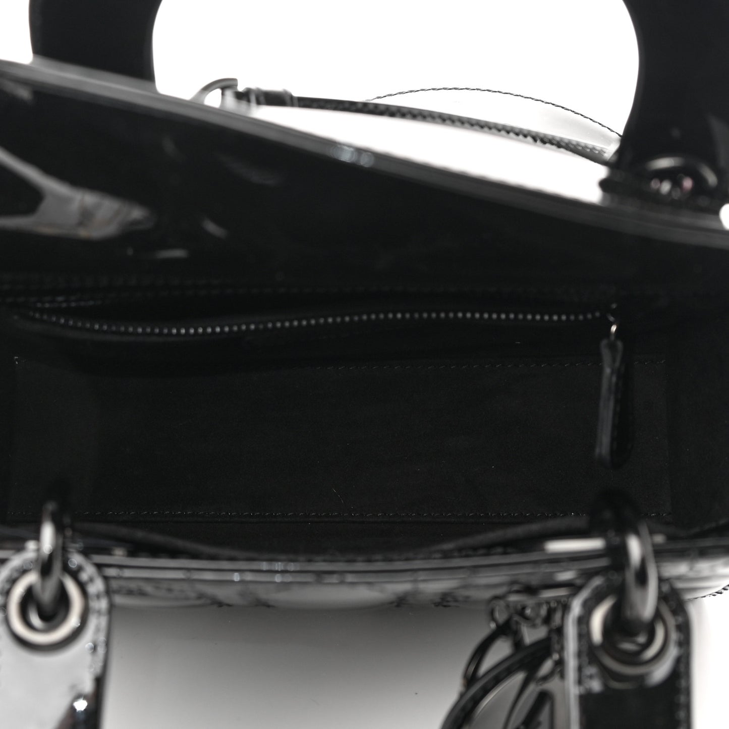 Ultraglossy Patent Cannage Small Lady Dior Black