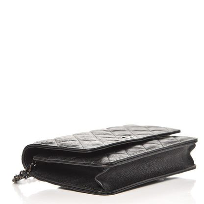 Chanel Crumpled Calfskin Quilted Wallet On Chain WOC So Black 4 of 9