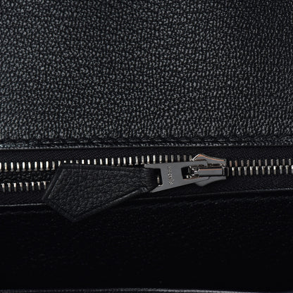 Hermes Taurillon Novillo Shiny Niloticus Crocodile Birkin Touch 30 Black Bleu Marine 21 of 29