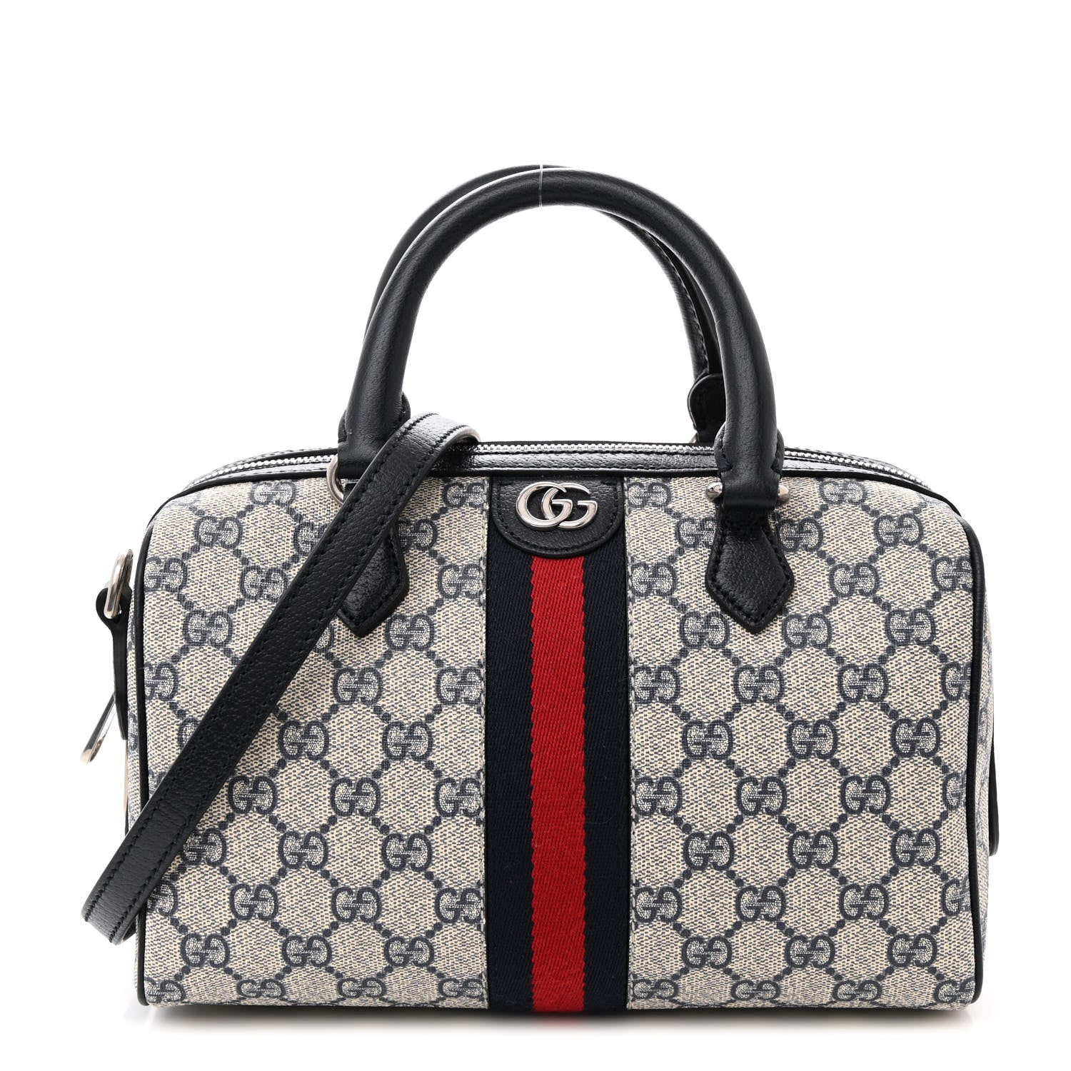 Gucci GG Supreme Monogram Web Small Ophidia Top Handle Bag Beige Blue 1 of 10