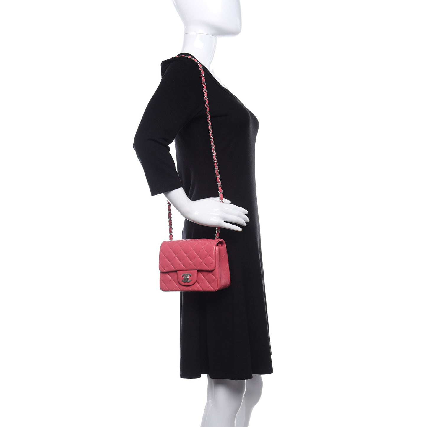 Lambskin Quilted Mini Square Flap Pink