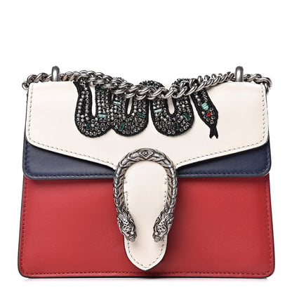 Gucci Calfskin Crystal Snake Embroidered Mini Dionysus Shoulder Bag Mystic White Hibiscus Red Blue Agata 1 of 10