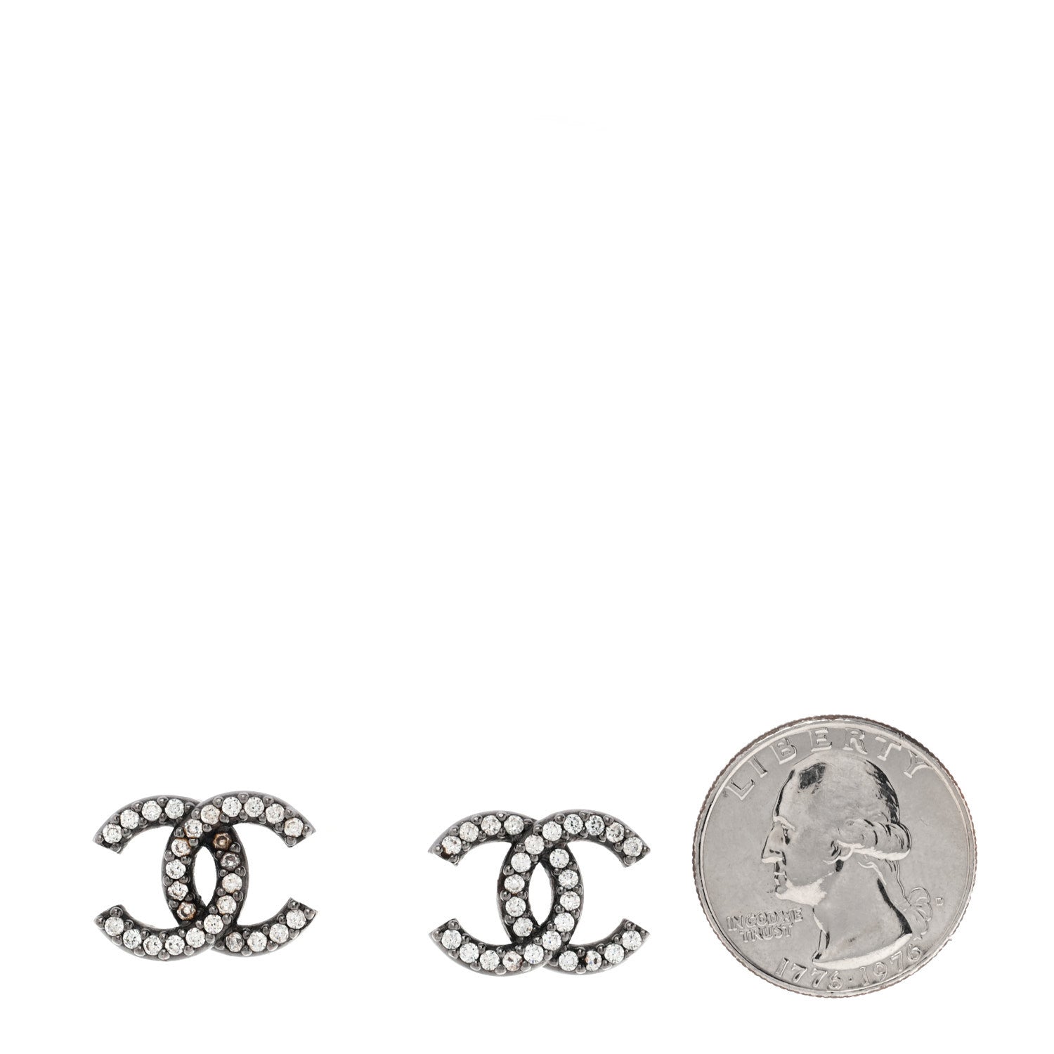 Chanel Ruthenium Crystal CC Earrings 2 of 5