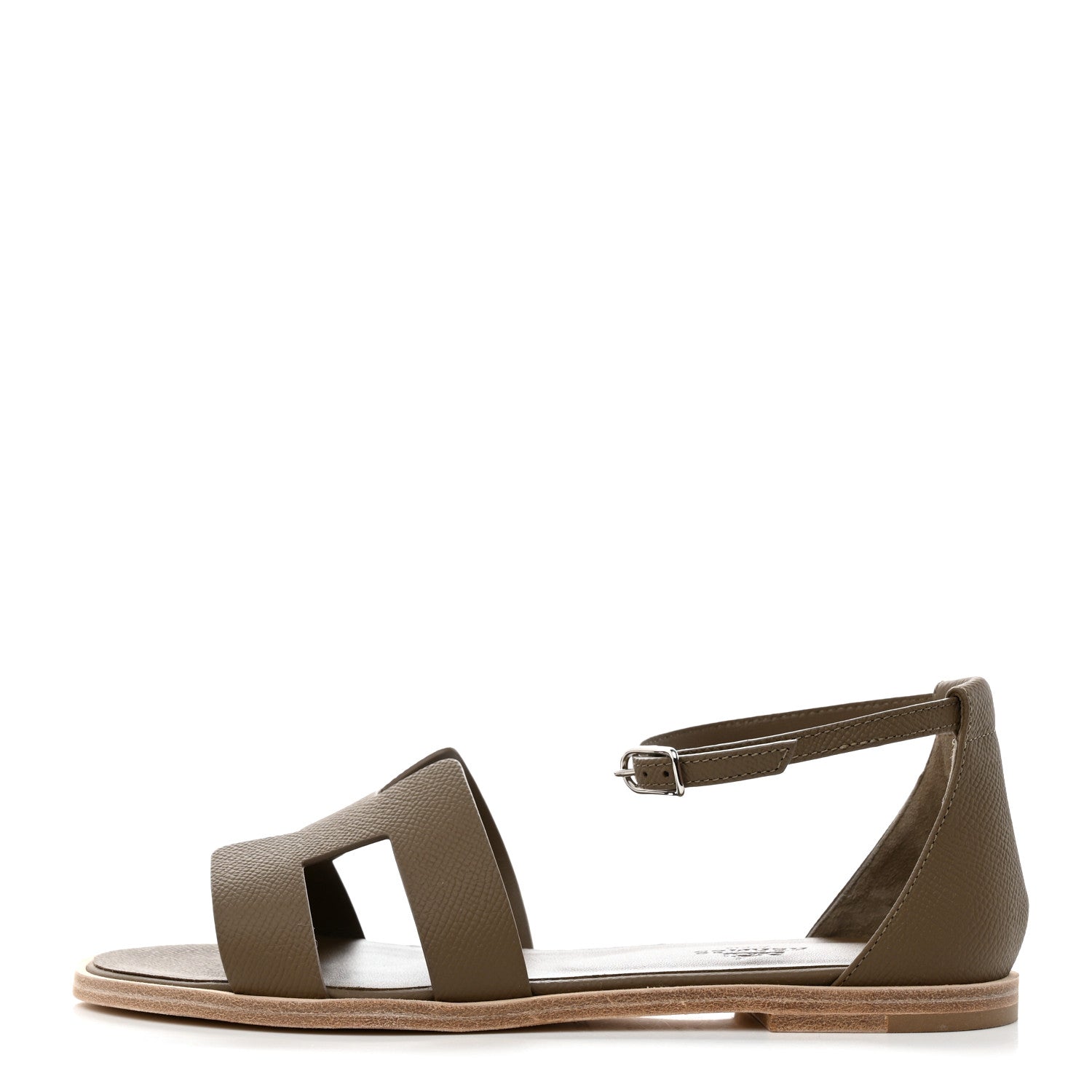 Hermes Epsom Santorini Sandals 37 Etoupe 1 of 9