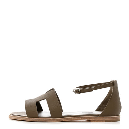 Hermes Epsom Santorini Sandals 37 Etoupe 1 of 9