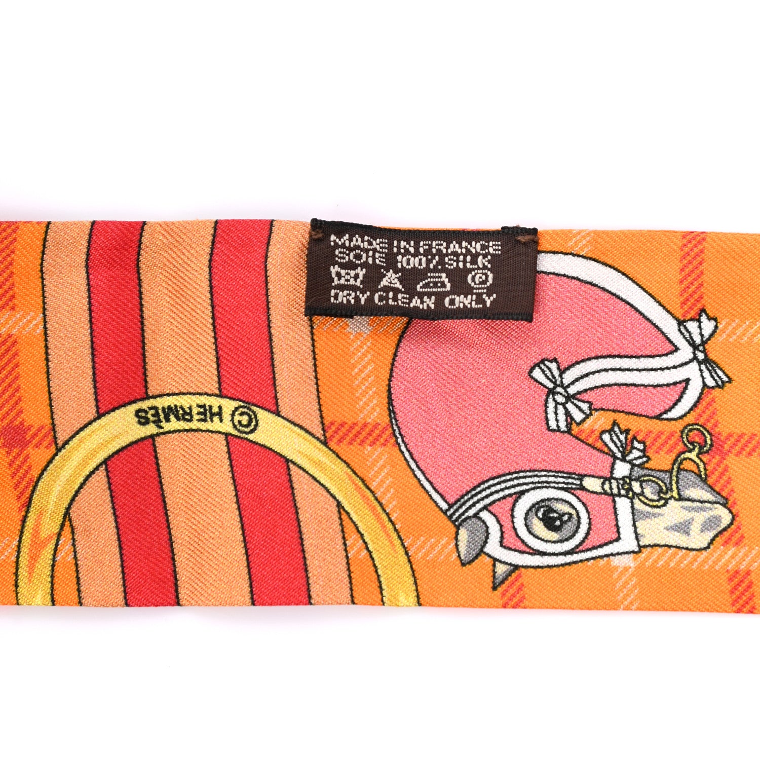 Hermes Silk Tatersale Twilly Rouge Orange Jaune D'Or 2 of 4