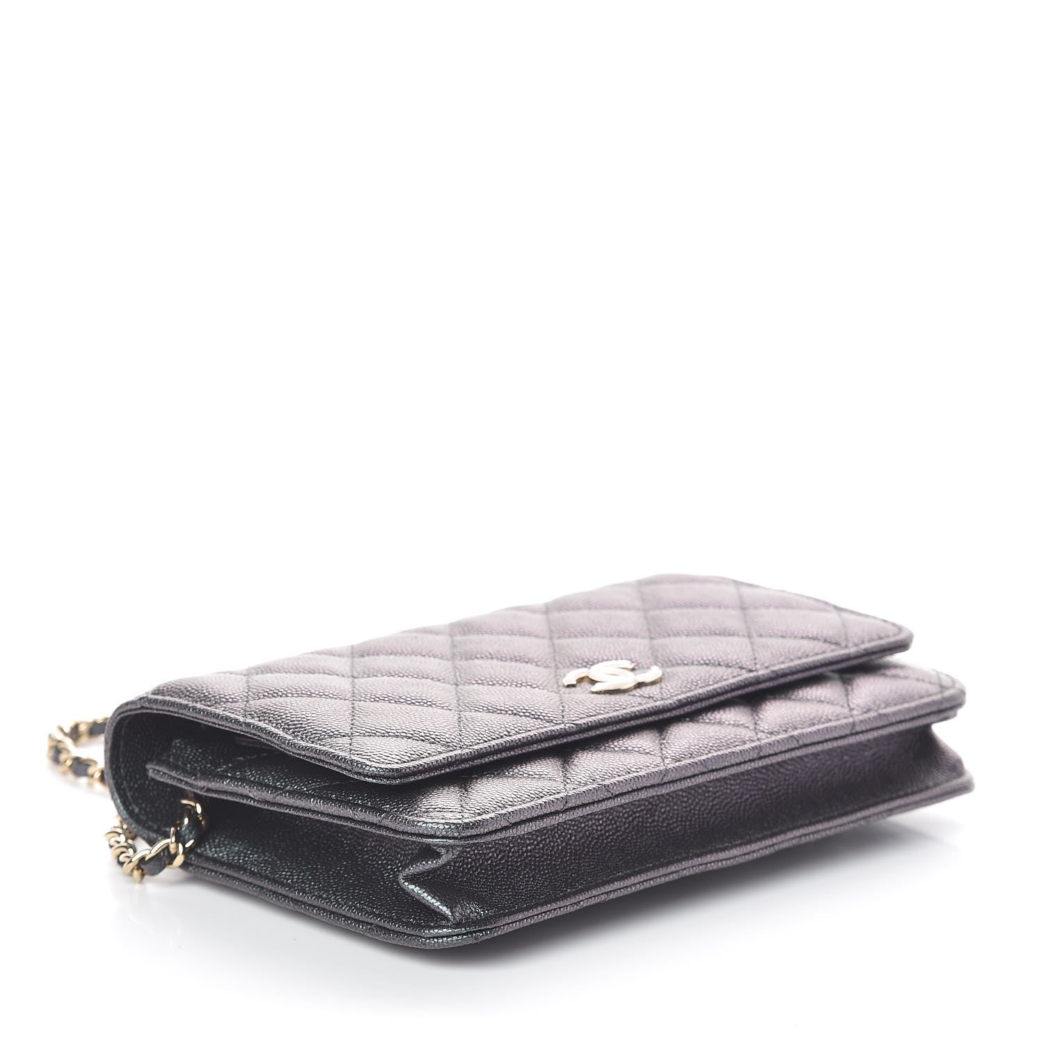 Chanel Iridescent Caviar Quilted Wallet On Chain WOC Black 4 of 11