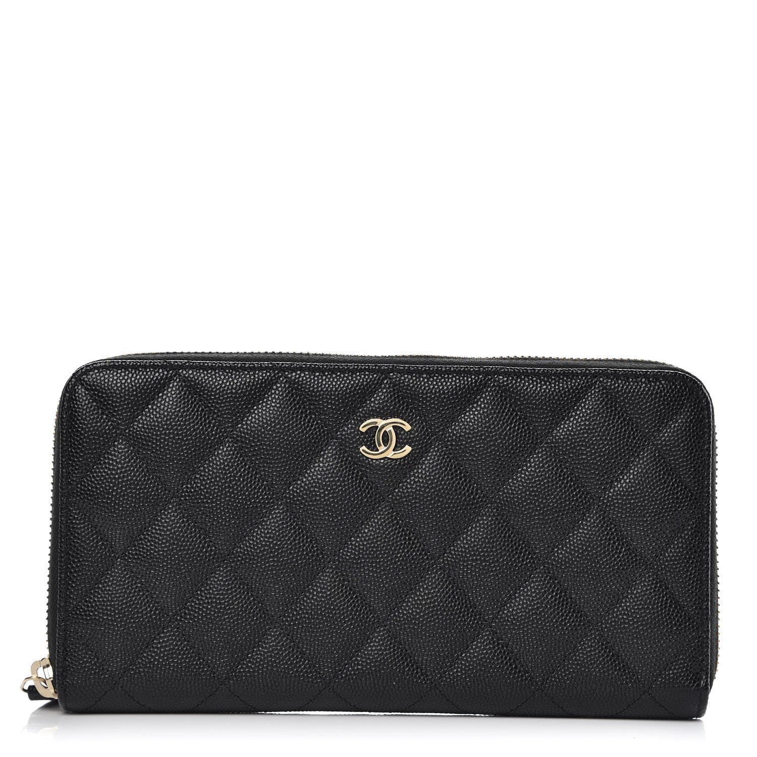 Chanel Caviar Quilted Large Gusset Zip Around Wallet Black 1 of 9