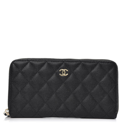 Chanel Caviar Quilted Large Gusset Zip Around Wallet Black 1 of 9