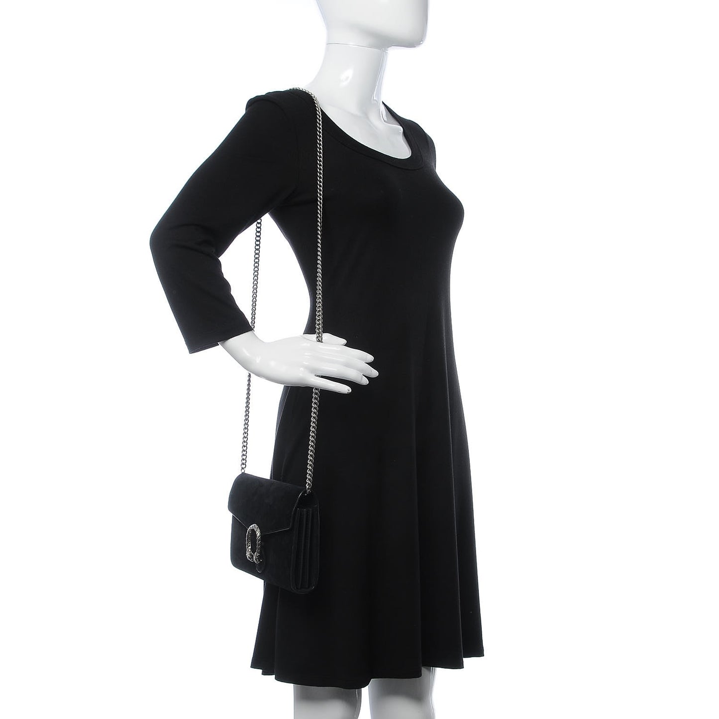 Suede Mini Dionysus Chain Wallet Black