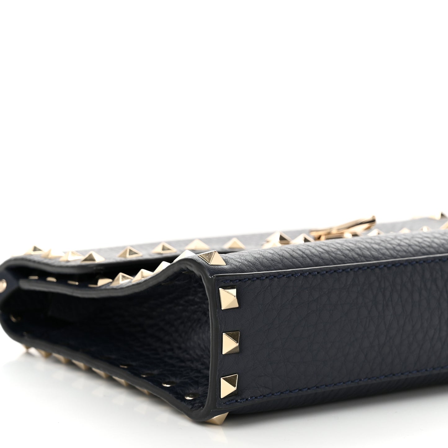 Pebbled Calfskin Medium Rockstud Flip Lock Crossbody Bag Navy