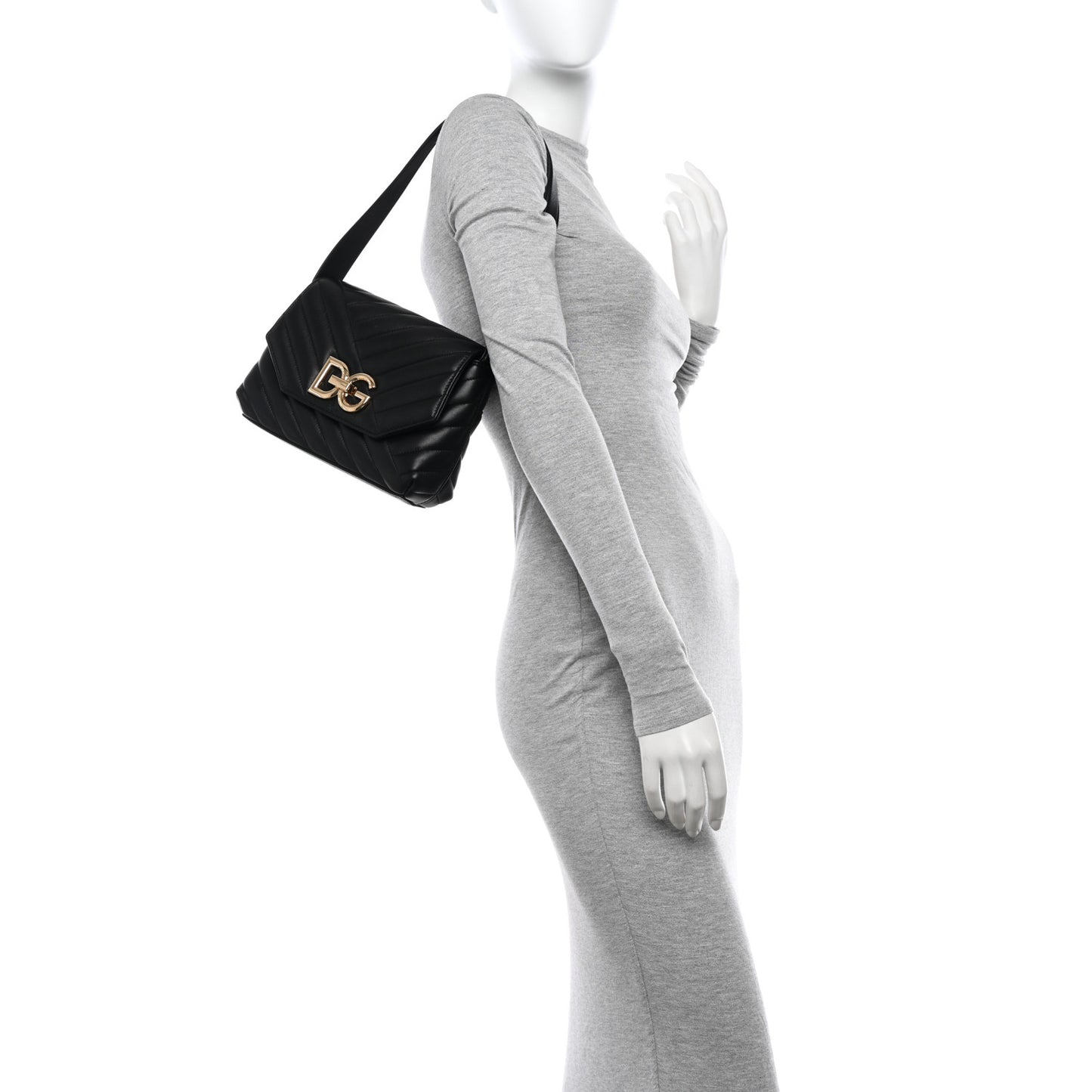 Nappa Quilted DG Lop Shoulder Bag Black