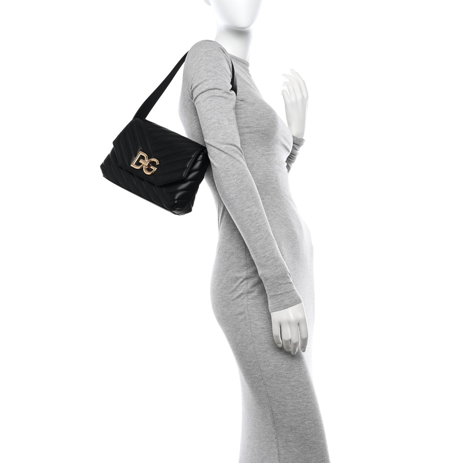 Dolce & Gabbana Nappa Quilted DG Lop Shoulder Bag Black 2 of 9