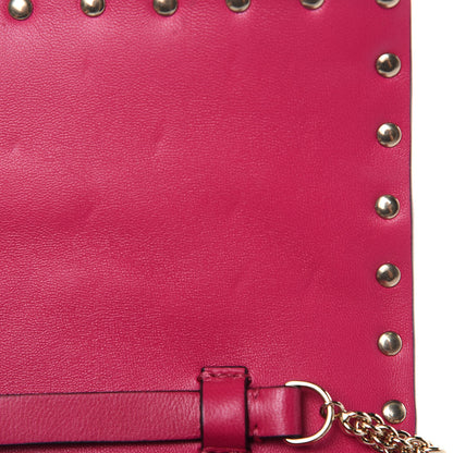 Valentino Garavani Nappa Rockstud Spike Wallet on Chain Disco Pink 10 of 10