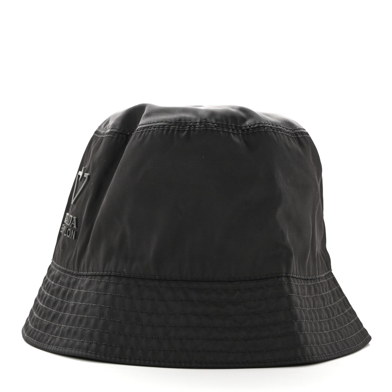 Prada Re-Nylon Metal Triangle Logo Womens Bucket Hat M Black 5 of 9