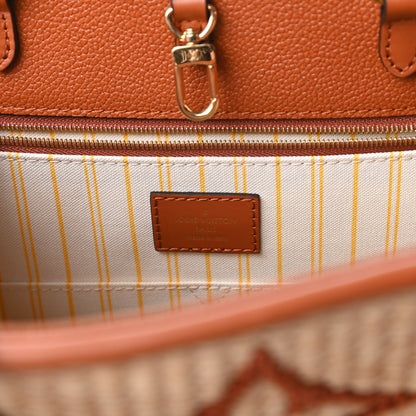 Louis Vuitton Raffia Calfskin Monogram Giant Onthego GM Tan 8 of 9