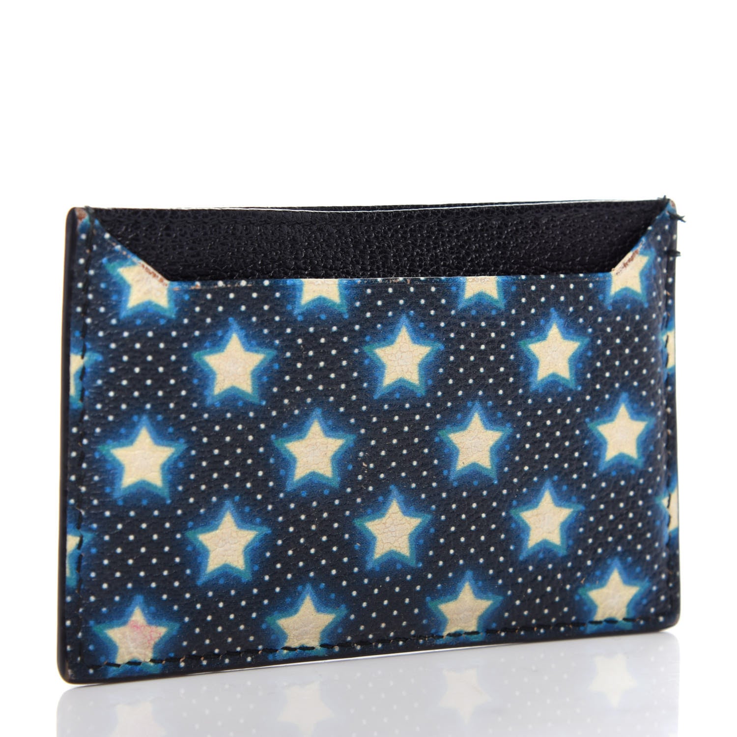 Miu Miu Goatskin Madras Star Print Card Holder Black Multicolor 3 of 6