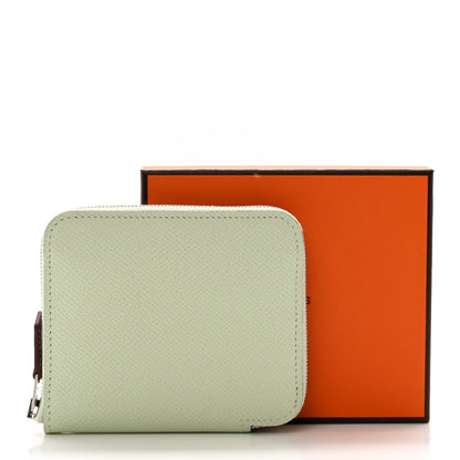 Hermes Epsom Silk'In Compact Wallet Vert Fizz Cassis 9 of 9