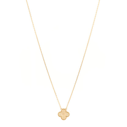 Van Cleef & Arpels 18K Yellow Gold Guilloche Vintage Alhambra Pendant Necklace 1 of 6