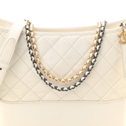 Chanel Patent Goatskin Quilted Medium Gabrielle Hobo White 8 of 11