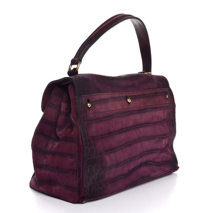 Saint Laurent Crocodile Embossed Nubuck Calfskin Medium Muse Two Purple 3 of 7