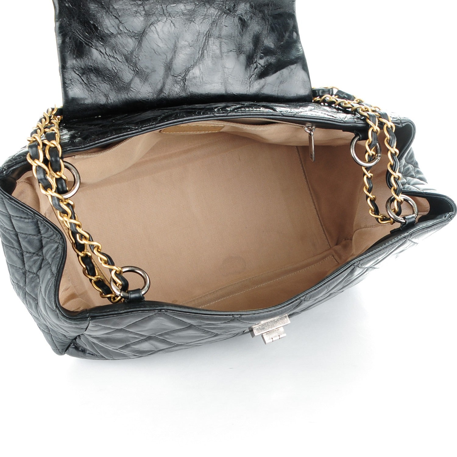 Chanel Glazed Calfskin Quilted Large Mademoiselle East West Flap Black 6 of 8