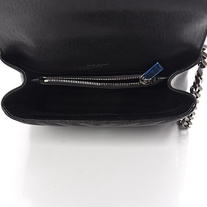 Saint Laurent Sheepskin Matelasse Chevron Monogram Medium College Bag Black 5 of 11