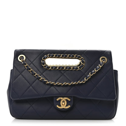 Chanel Lambskin A Real Catch Flap Bag Navy Blue 1 of 10