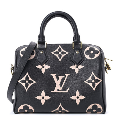 Louis Vuitton Empreinte Monogram Giant Speedy Bandouliere 25 Black Beige 1 of 8