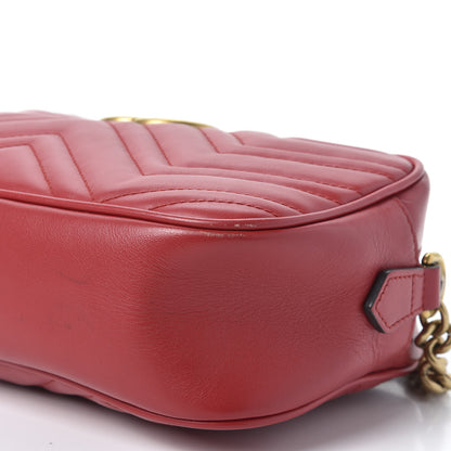 Gucci Calfskin Matelasse Small GG Marmont Chain Shoulder Bag Hibiscus Red 6 of 10