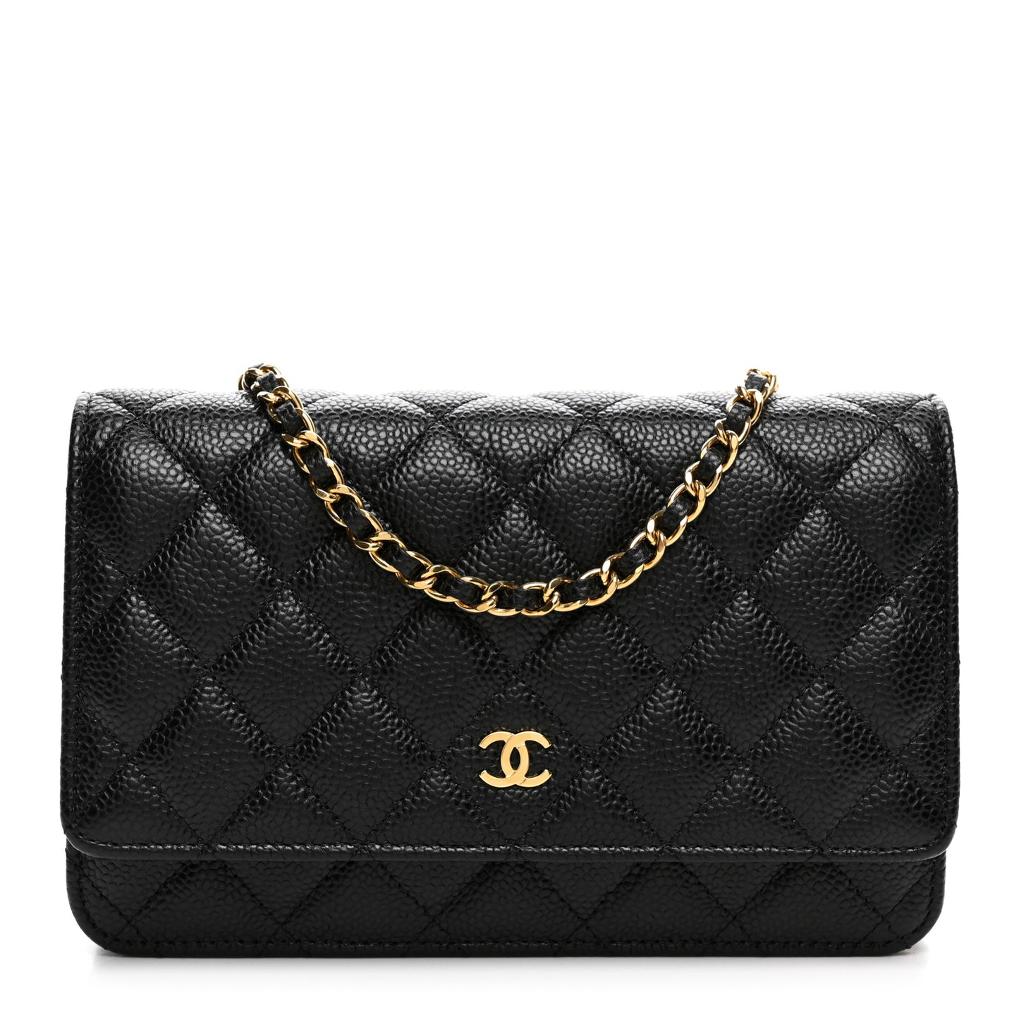 Caviar Quilted Wallet on Chain WOC Black