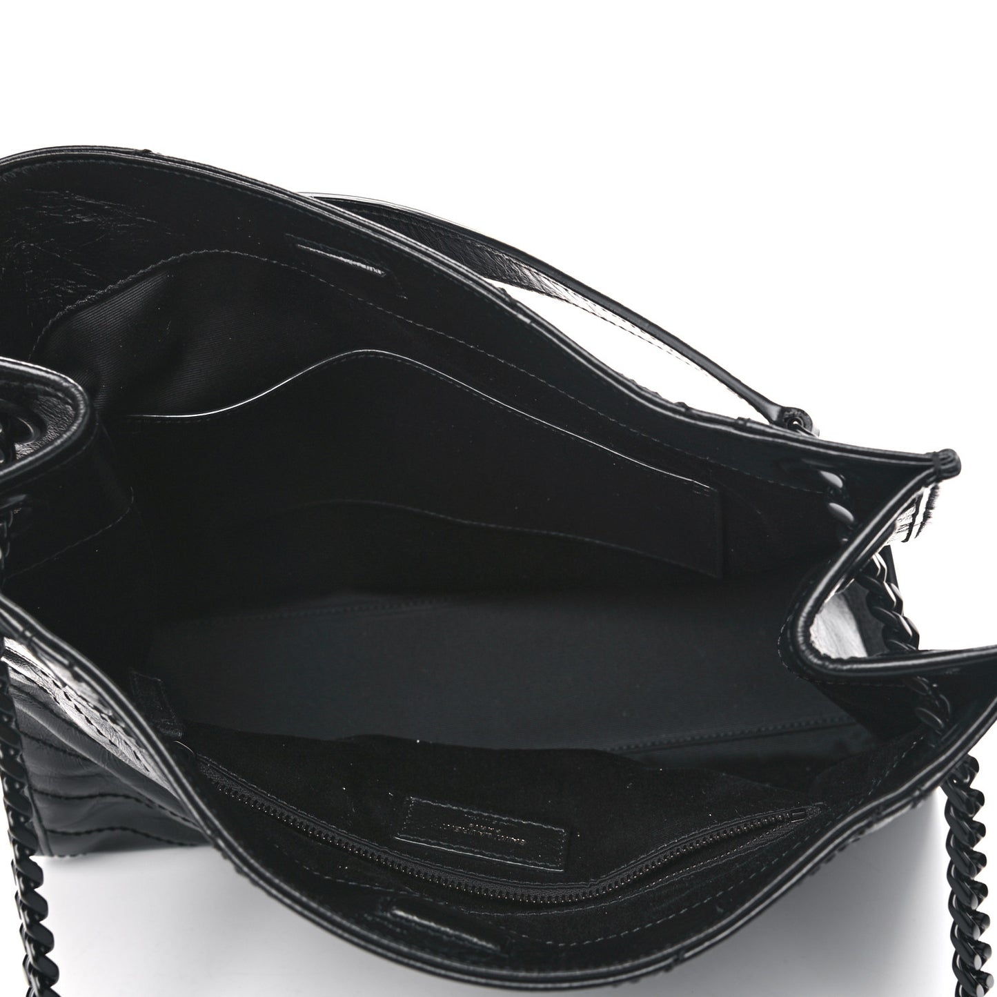 Crinkled Calfskin Matelasse Monogram Medium Niki Shopper Tote Black