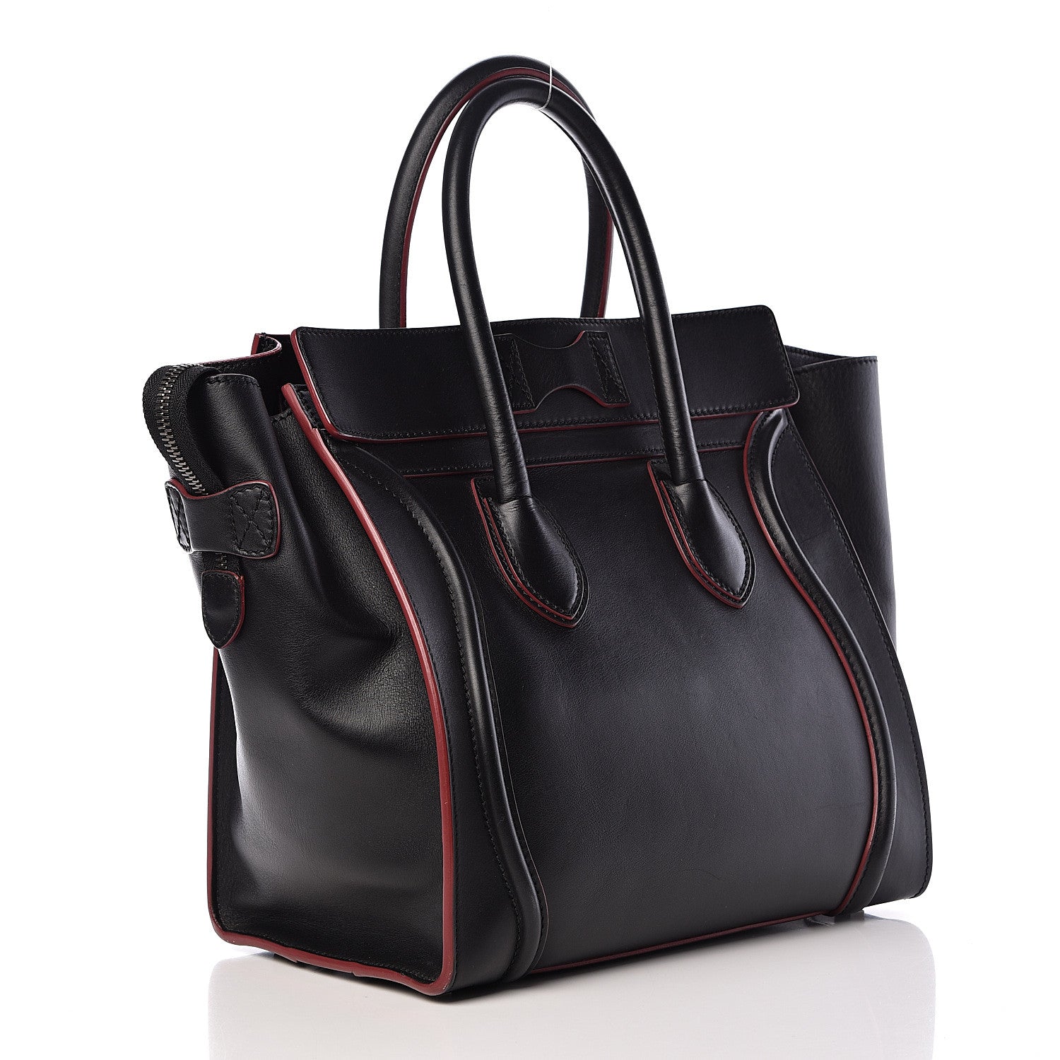 Celine Smooth Calfskin Mini Luggage Black Pink Trim 3 of 23