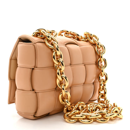 Bottega Veneta Lambskin Maxi Intreccio Padded Chain Cassette Crossbody Bag Almond 3 of 10