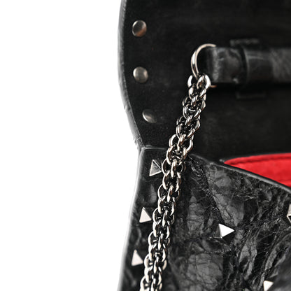 Valentino Garavani Craquele Nappa Rockstud Spike Wallet on Chain Black 11 of 13