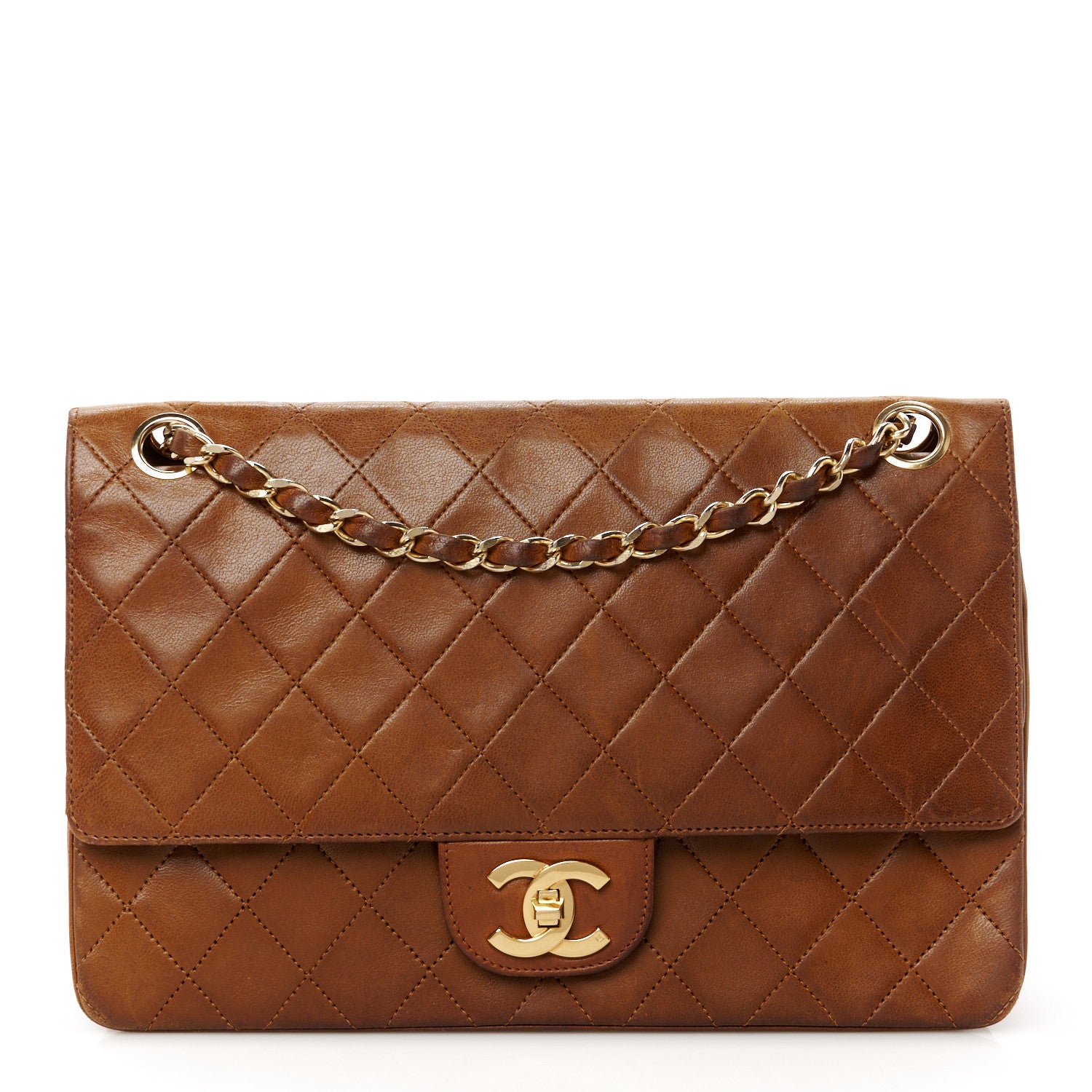 Chanel Lambskin Quilted Medium Double Flap Brown 1637655