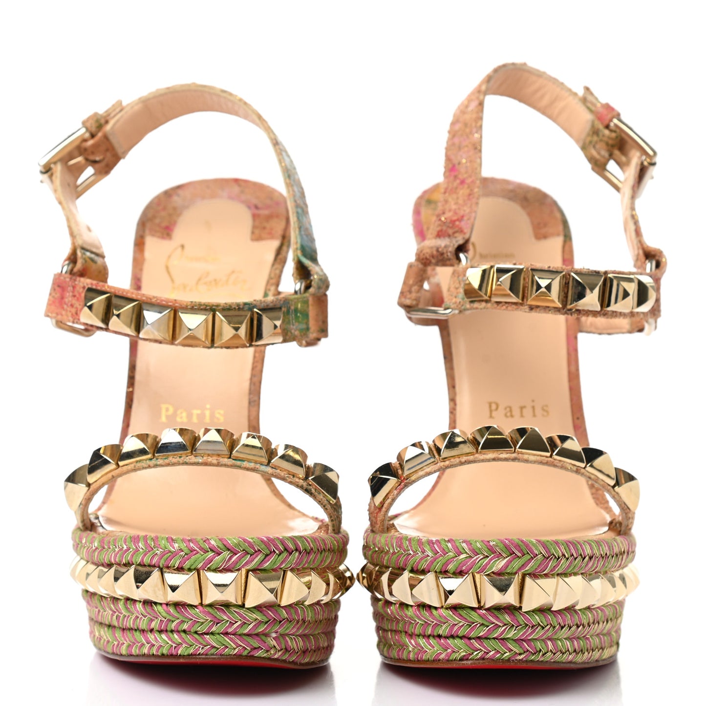 Cork Bloom Print Cataclou 140 Wedge Sandals 35 Multicolor Light Gold