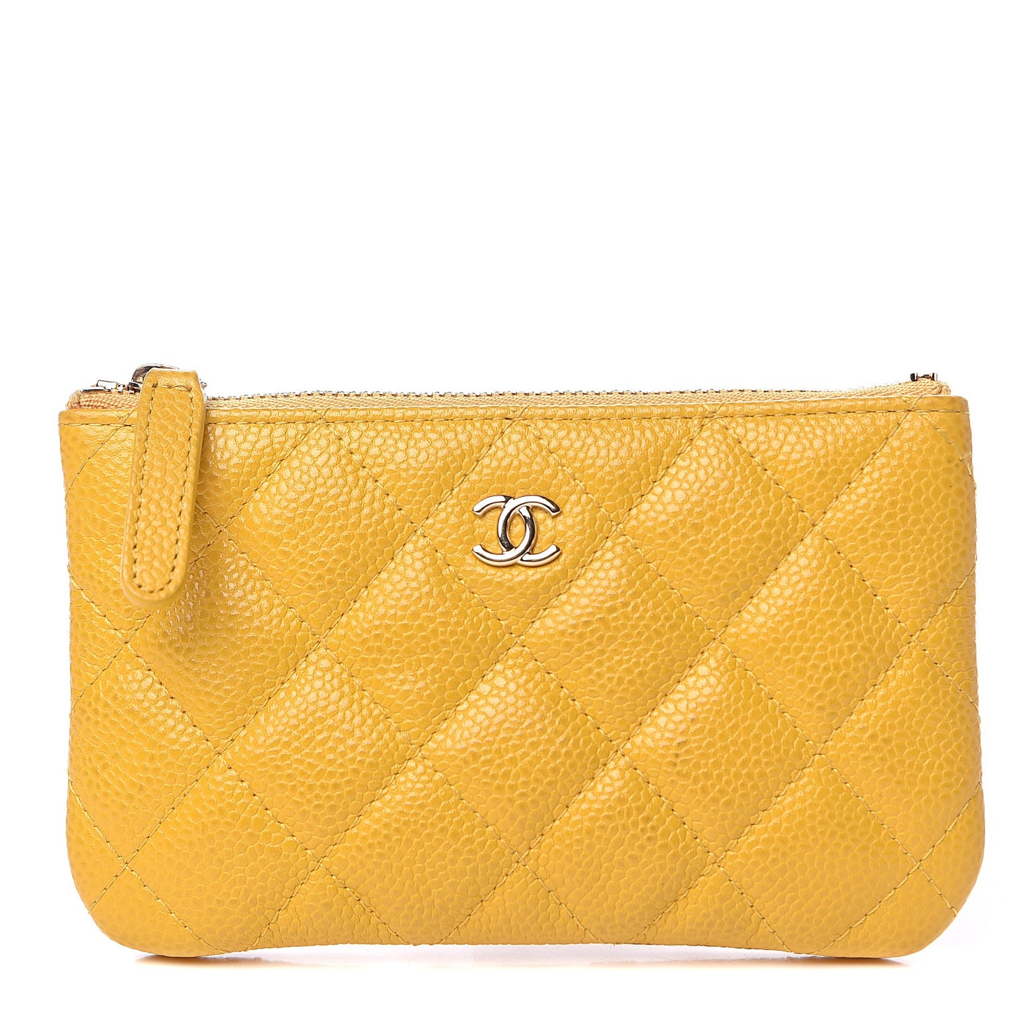 Caviar Quilted Small Cosmetic Case Yellow