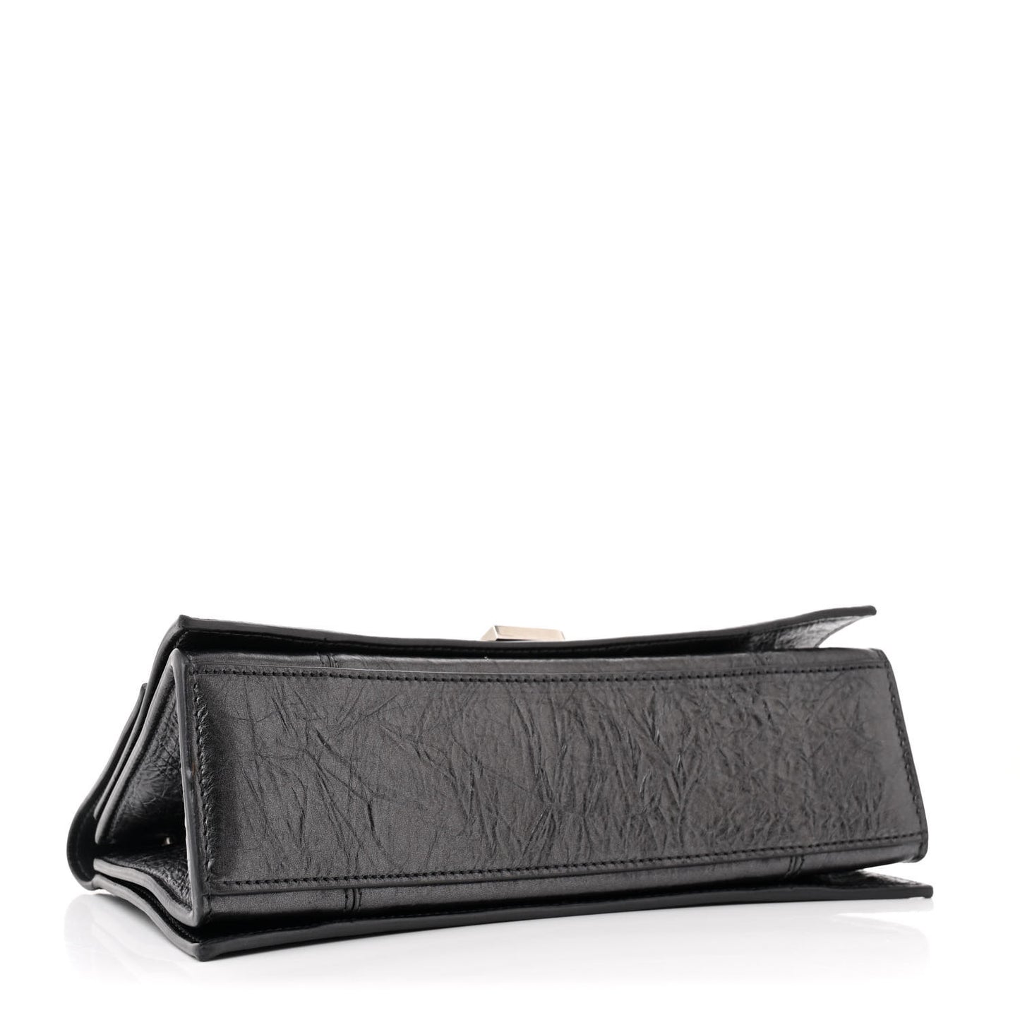 Metallic Crushed Calfskin Quilted Small Crush Chain Bag Steel Grey