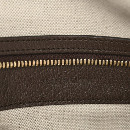 Gucci Monogram Jumbo GG Textured Dollar Calfskin Web Medium Duffle Bag Camel Ebony 6 of 12