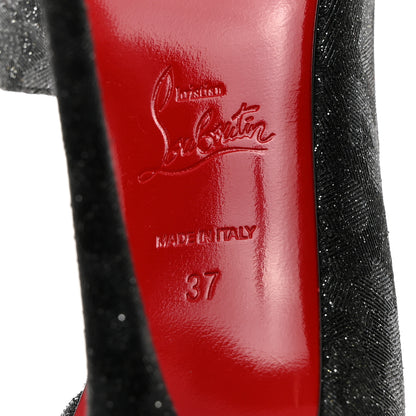 Christian Louboutin Glitter Iriza Kid Flinstar 100 Pumps 37 Black 6 of 8